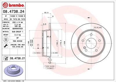 BREMBO Bremsscheibe 08.4738.21 Bremsscheiben,Scheibenbremsen MERCEDES-BENZ,C-Klasse Limousine (W202)