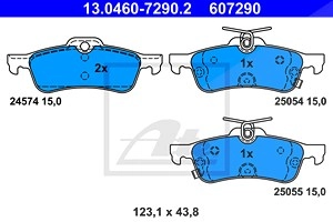 ATE Bremsbelagsatz 13.0460-7290.2 Bremsbeläge,Bremsklötze HONDA,CIVIC IX (FK),CIVIC IX Tourer (FK),CIVIC VIII Stufenheck (FD, FA)