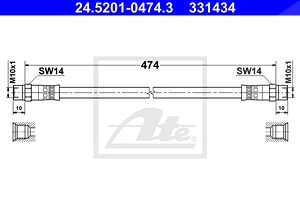 ATE Bremsschläuche 24.5201-0474.3 Bremsschlauch MERCEDES-BENZ,T1 Bus (601),T1 Kasten (602),T2/LN1 Kasten/Kombi,T1 Pritsche/Fahrgestell (602)