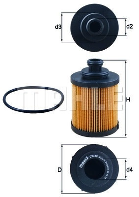 MAHLE ORIGINAL Ölfilter OX 418D Motorölfilter,Filter für Öl OPEL,FORD,FIAT,Corsa D Schrägheck (S07),Corsa C Schrägheck (X01),Meriva A (X03)