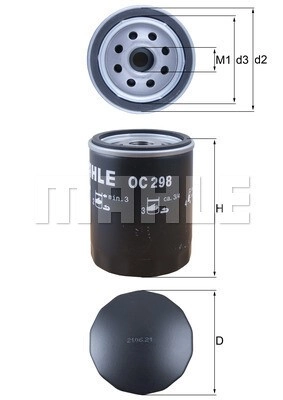 MAHLE ORIGINAL Ölfilter OC 298 Motorölfilter,Filter für Öl LAND ROVER,Defender SUV (L316),Discovery II (L318),Defender Pickup (L316)