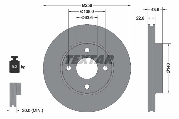 TEXTAR Bremsscheibe 92096203 Bremsscheiben,Scheibenbremsen FORD,MAZDA,Fiesta Mk6 Schrägheck (JA8, JR8),Fiesta Mk5 Schrägheck (JH1, JD1, JH3, JD3)