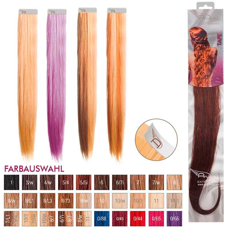 Angel Hair Tape Extension 5/4 Hellbraun rot (4 Stueck)