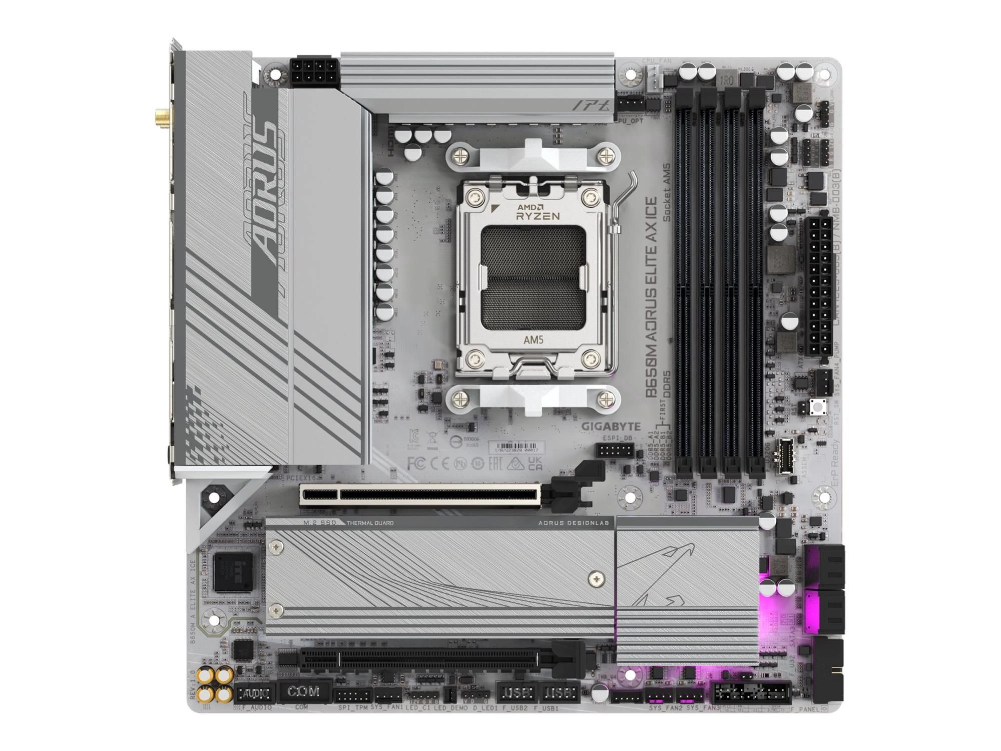 Gigabyte MB GBT AMD AM5 B650M A ELITE AX ICE G10 - AMD Sockel AM5 (Ryzen Zen4) - Micro/Mini/Flex-ATX