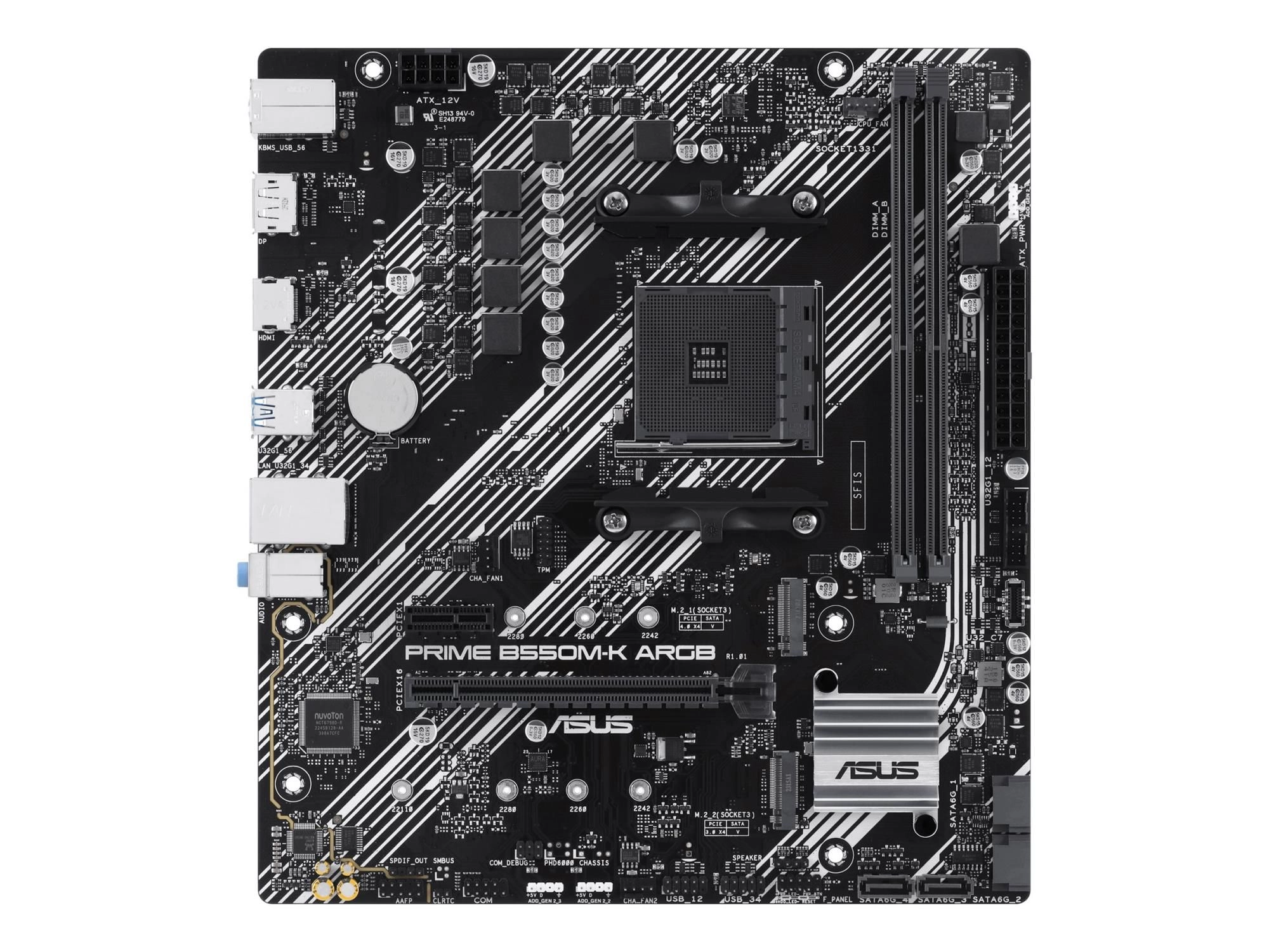 ASUS MB ASUS PRIME B550M-K ARGB (AMD,AM4,DDR4,mATX) - AMD Sockel AM4 (Ryzen)