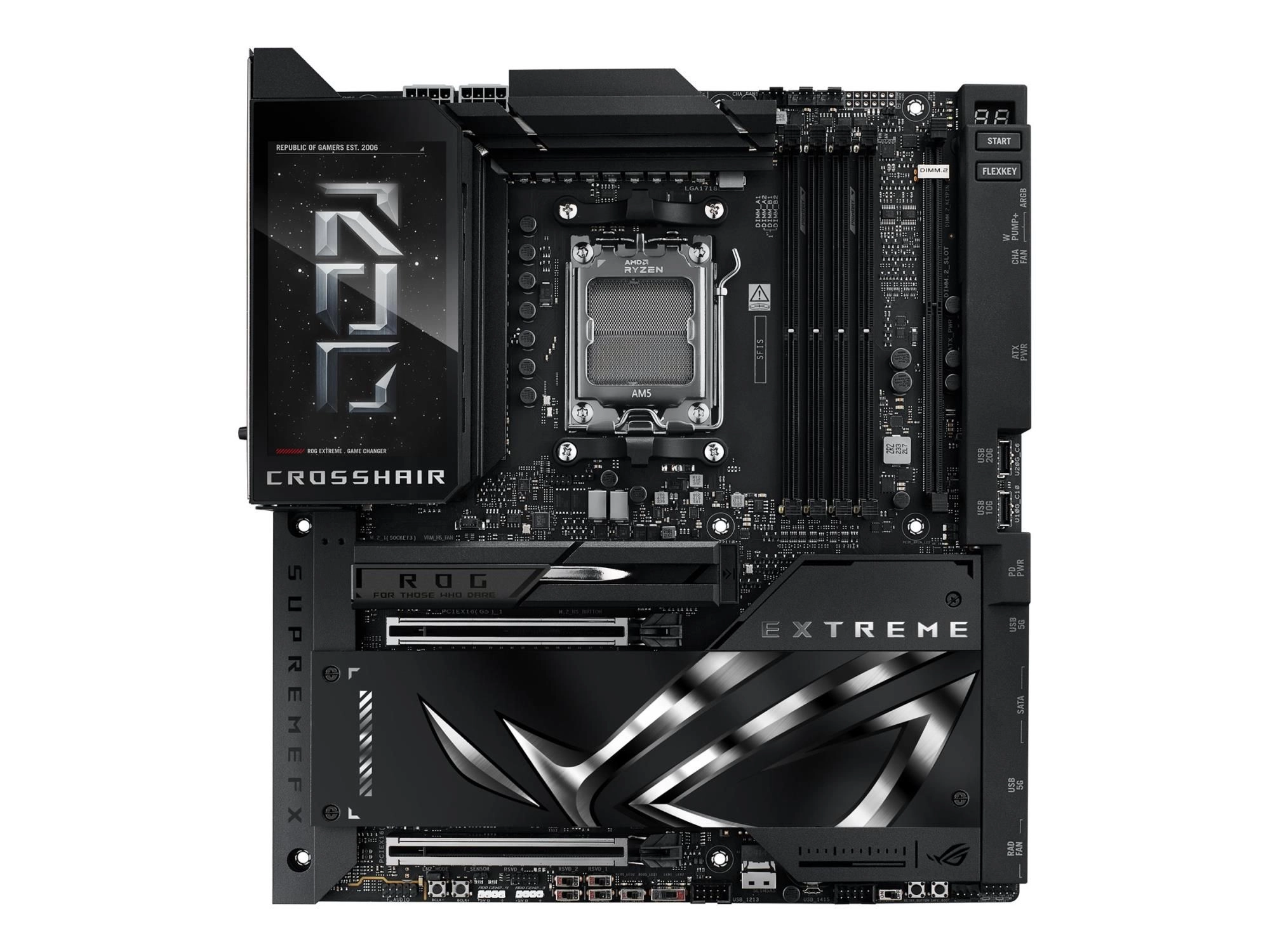 ASUS ROG CROSSHAIR X870E EXTREME - Motherboard - ATX - Socket AM5 - AMD X870E Chipsatz - USB4, USB-C 3.2 Gen2, USB 3.2 Gen 2, USB-C 3.2 Gen 2x2, USB 3.2 Gen 1 - Wi-Fi 7, Bluetooth, 5 Gigabit Ethernet, 10 Gigabit LAN - Onboard-Grafik (CPU erforderlich