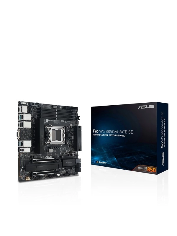 ASUS Pro WS B850M-ACE SE AM5 AMD Micro-ATX motherboard 4xDDR5 PCIe 5.0 2xM.2 1xHDMI 2xDisplayPort 1xVGA 4xSATA - Mainboard - AMD Sockel AM5 (Ryzen Zen4)