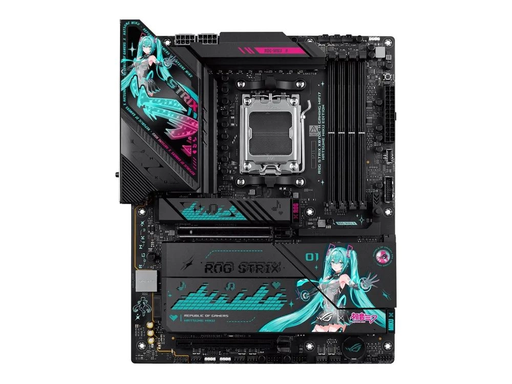 ASUS ROG STRIX X870E-H GAMING WIFI7 - Hatsune Miku Edition - Motherboard - ATX - Socket AM5 - AMD X870E Chipsatz - USB4, USB-C 3.2 Gen 2x2, USB-C 3.2 Gen2, USB 3.2 Gen 2, USB 3.2 Gen 1 - Wi-Fi 7, 5 Gigabit Ethernet, Bluetooth - Onboard-Grafik (CPU er