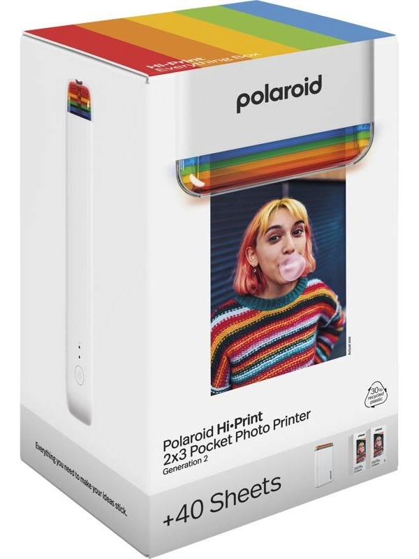 Polaroid Hi-Print 2x3 Gen 2 Pocket Photo Printer Everything Box - White