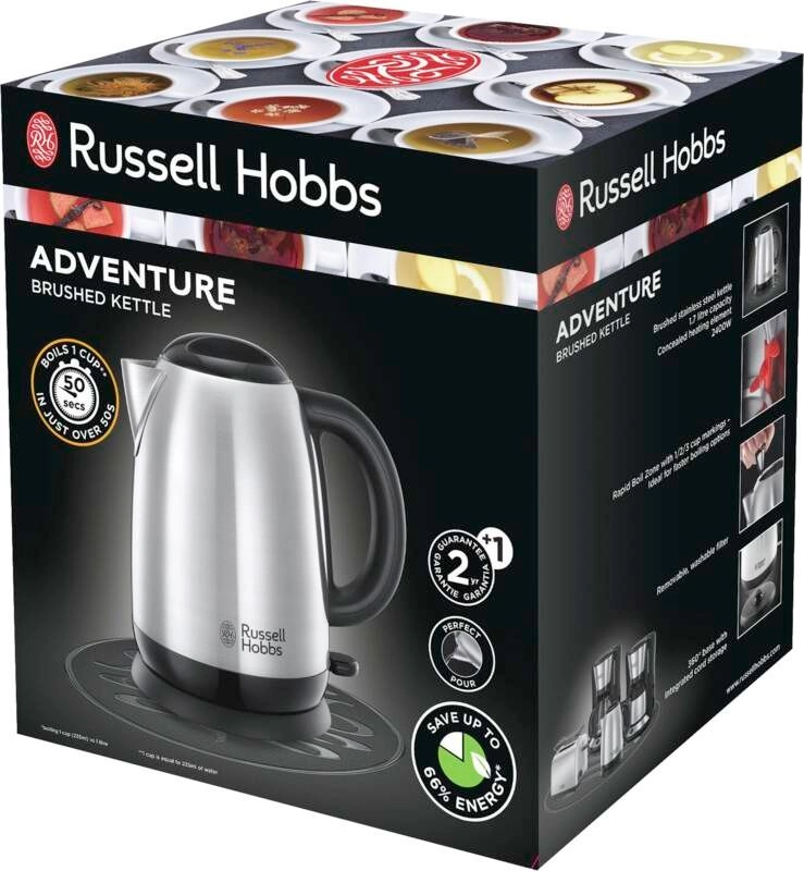 Russell Hobbs Wasserkocher Adventure 23912-70 - Gebürstetes Rostfreies Stahl - 2400 W