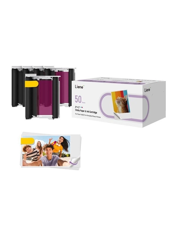 Liene 2x3" Fotopapier, 50 Blatt + 5 Tintenpatronen