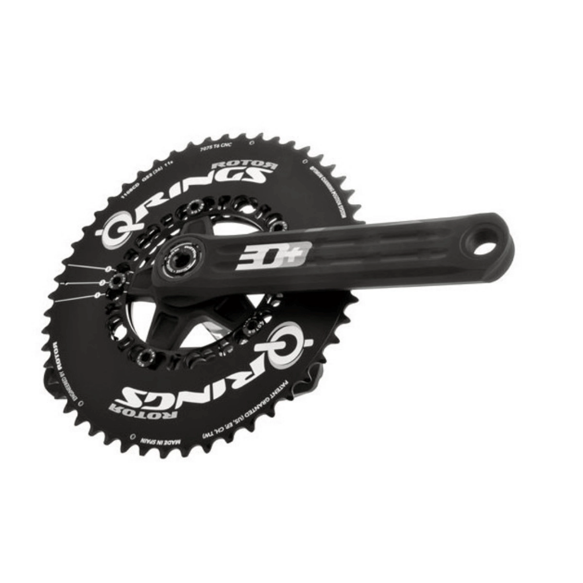 Rotor 3D + Kurbeln mit INpower Powermeter + Q-Rings Aero 50/34 Kettenblätter, Pleuellänge 172,5 mm