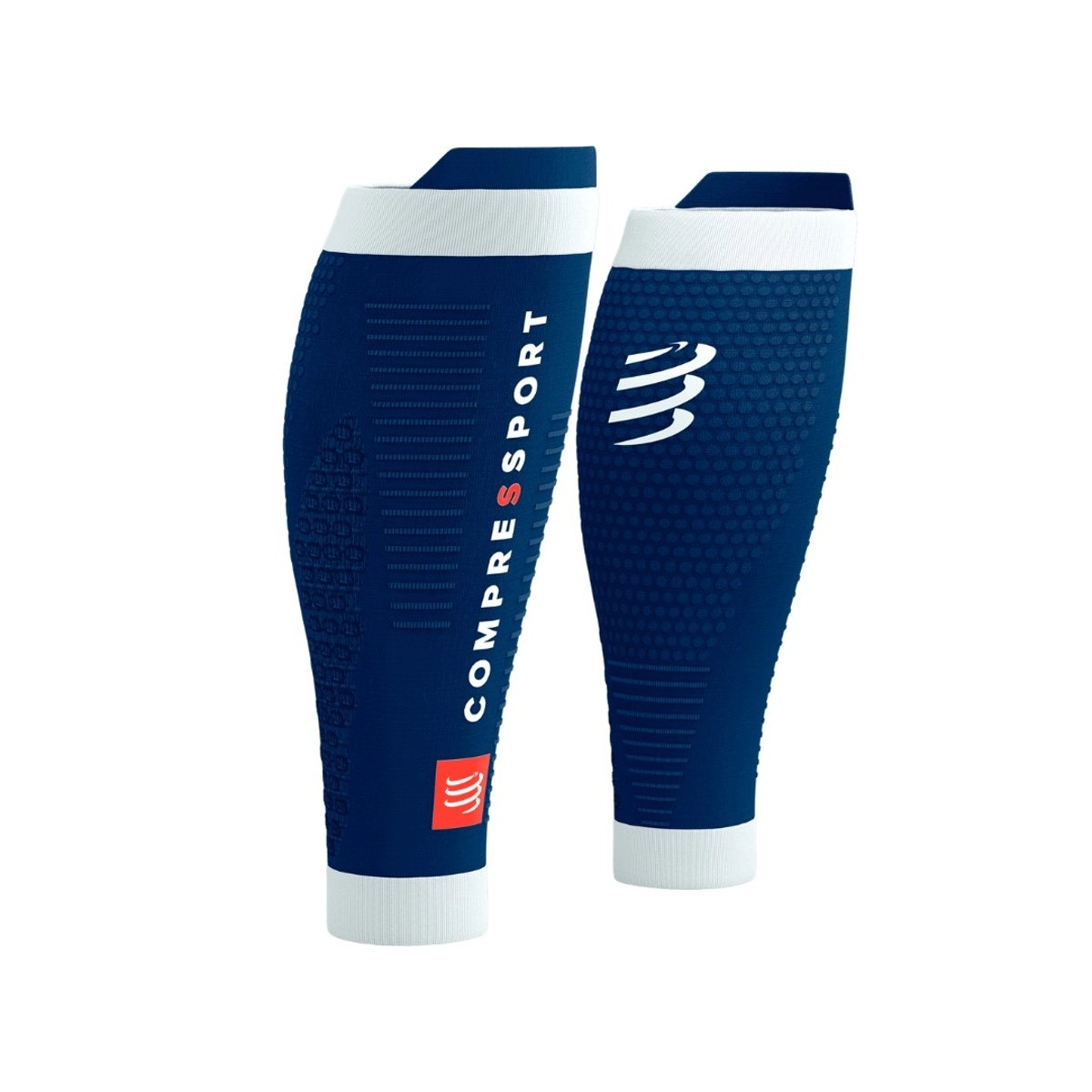 Kompressionsstrumpf Compressport R2 3.0 Blau Weiß, Größe Größe 4