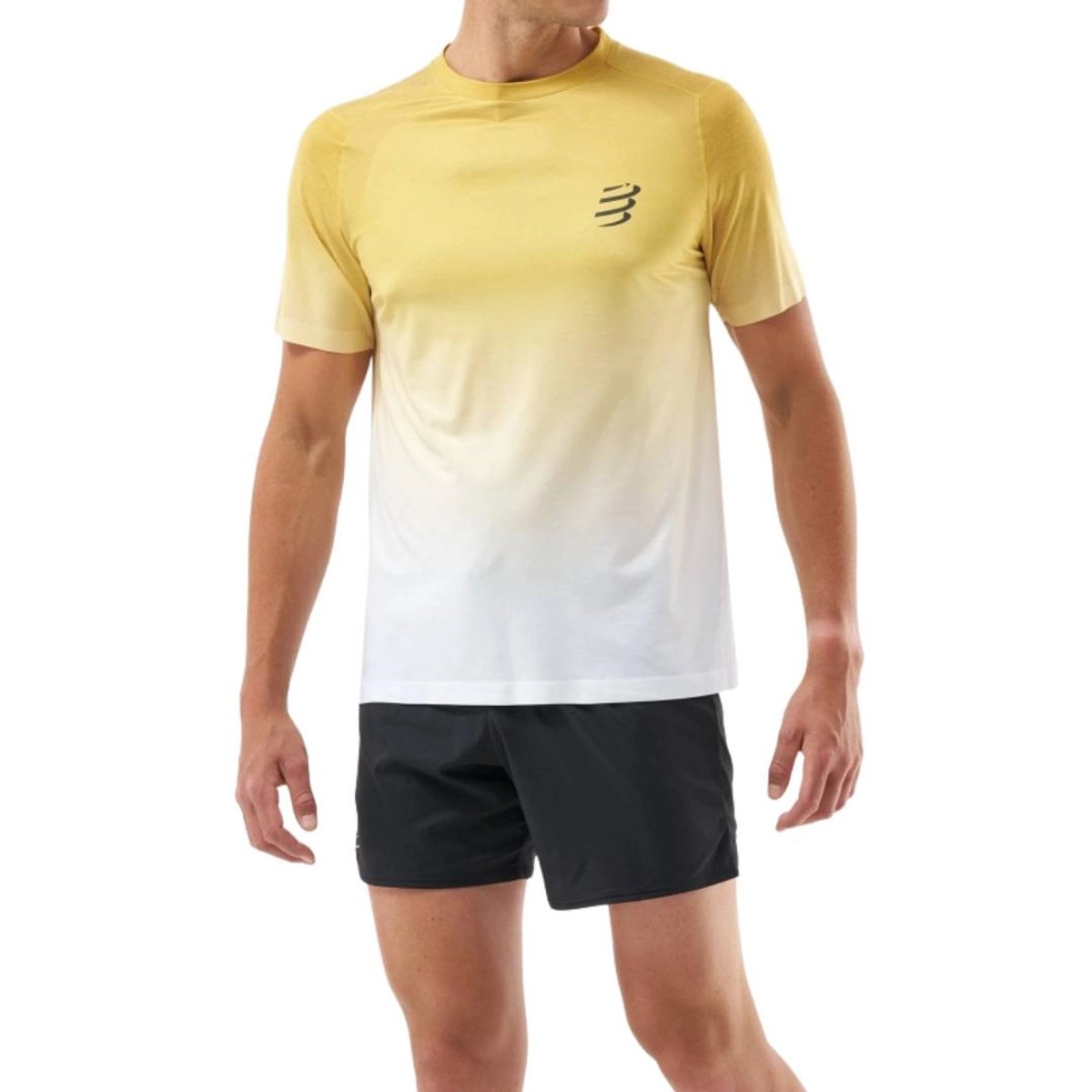 Compressport Performance SS Gelb Weiß Laufshirt, Größe XL