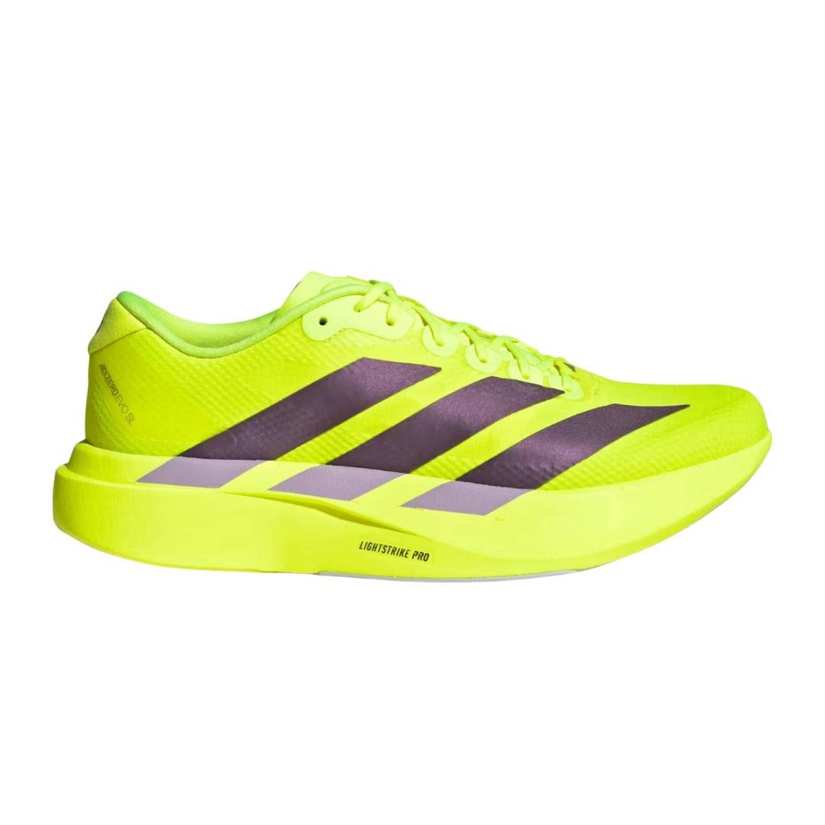 Adidas Adizero EVO SL Woven Gelb Lila SS26 Schuhe, Größe UK 12