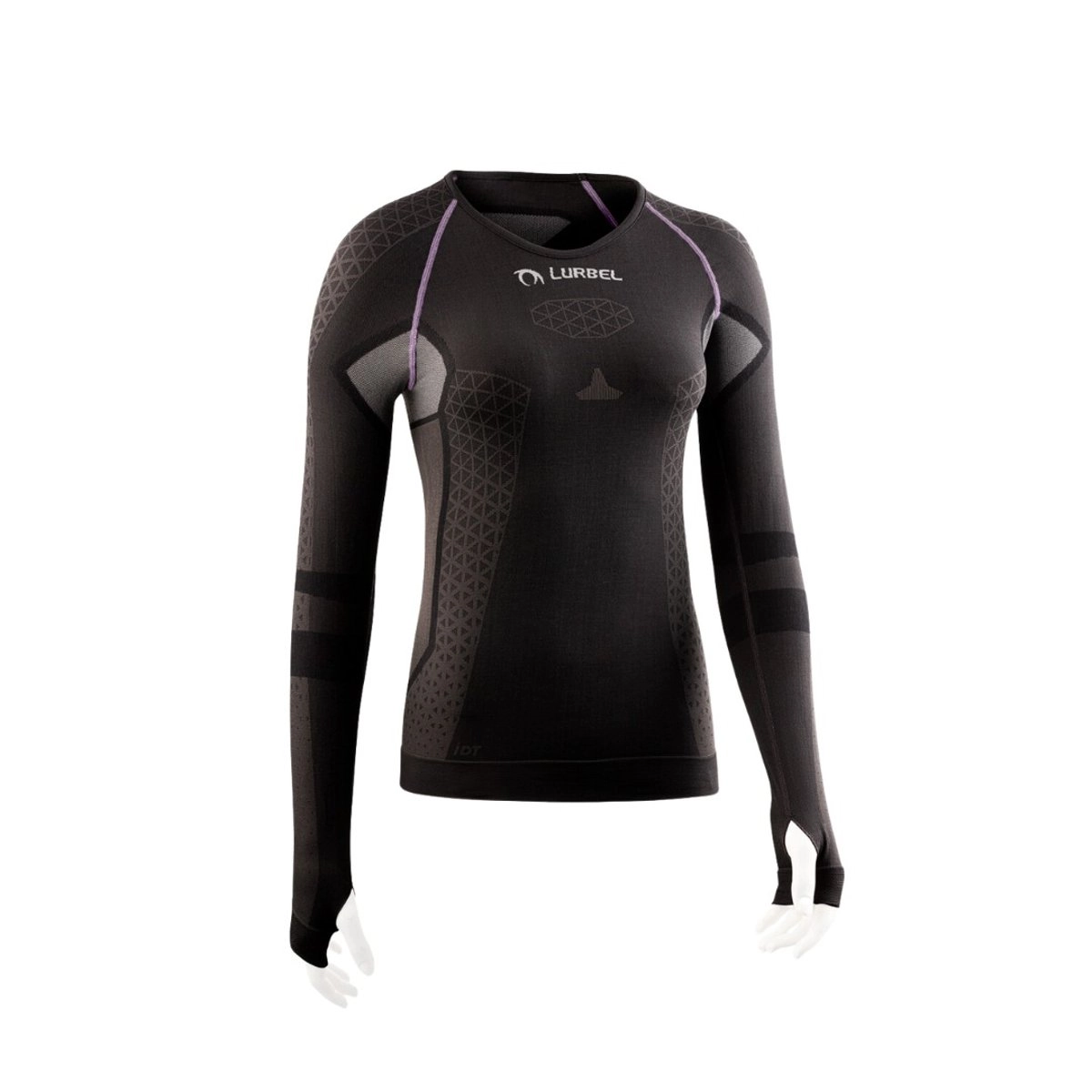 Lurbel Cristallo Langarm-T-Shirt Schwarz Rosa Frau, Größe L