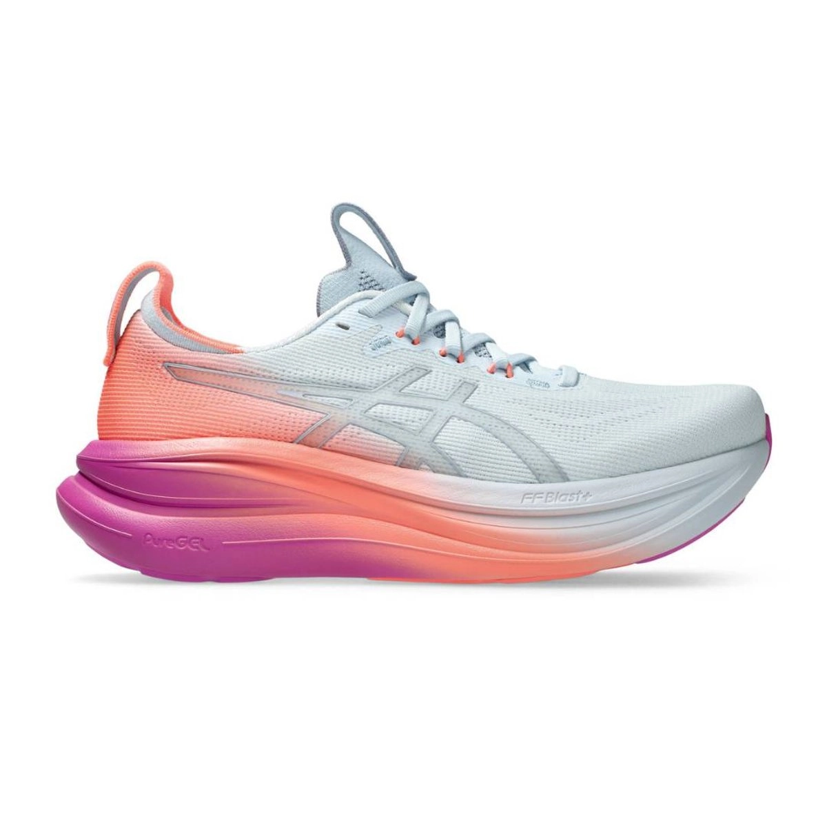 Asics Gel-Nimbus 28 Laufschuhe Grau Rosa SS26 Damen, Größe 37 - EUR