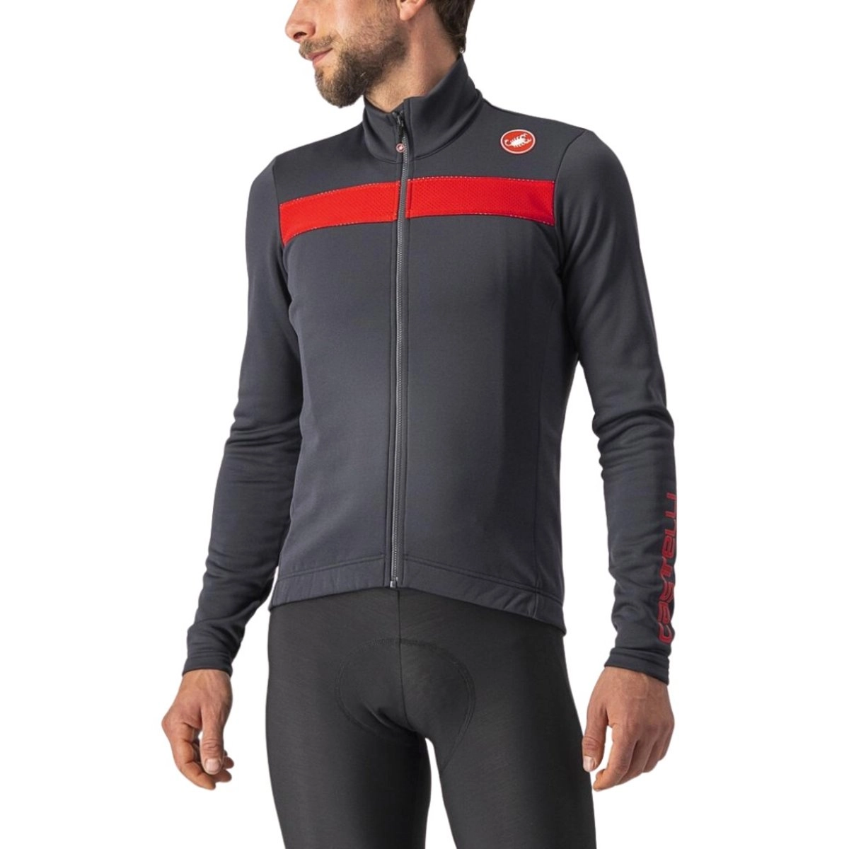 Castelli Puro 3 FZ Langarmtrikot Schwarz Rot, Größe S