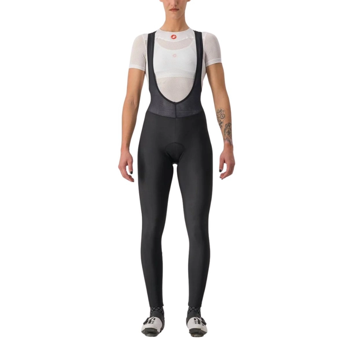 Castelli Entrata W lange schwarze Trägershorts Damen, Größe XS.