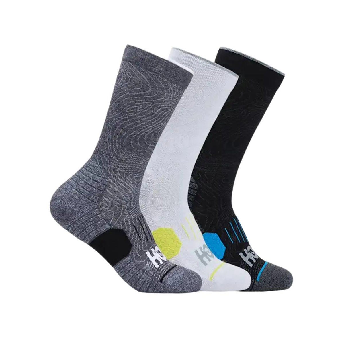 Hoka Socken 3er-Pack Schwarz Weiß, Größe S