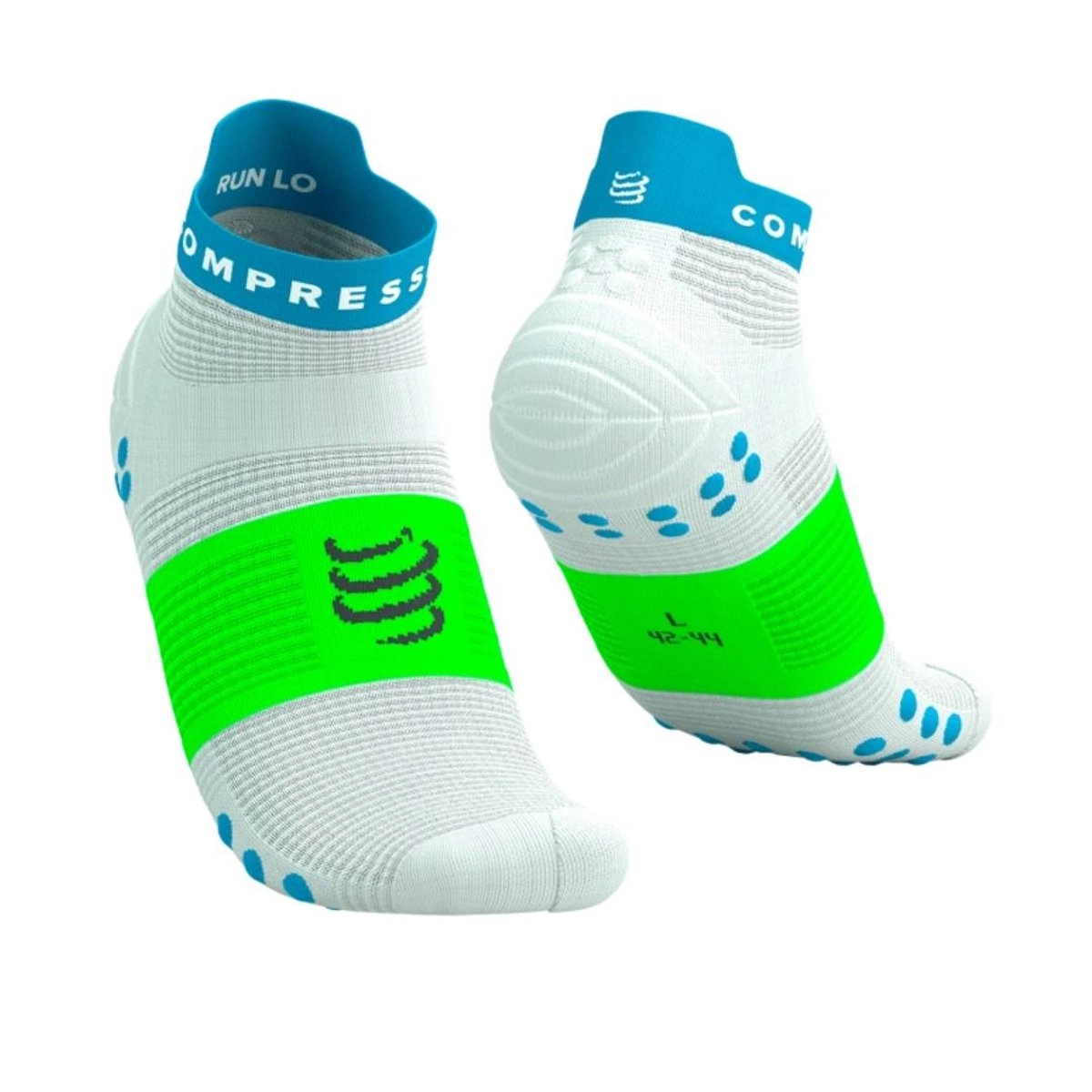 Compressport Pro Racing v4.0 Run Low Socken Weiß Grün, Größe T1