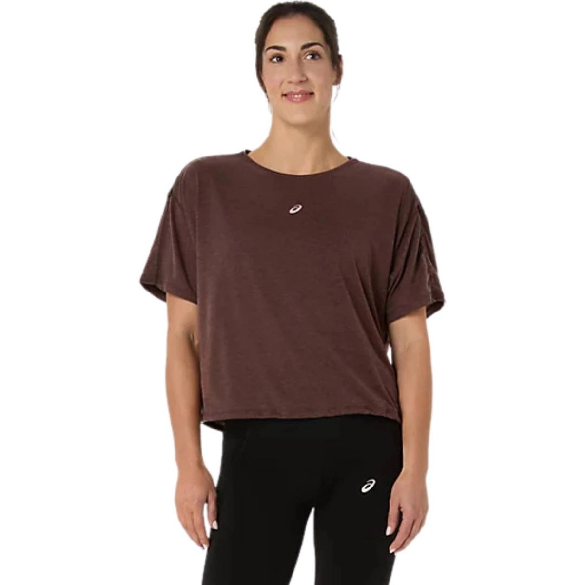 Asics Nagino Run Adjustable SS Top Kurzarm Braun Damen, Größe M