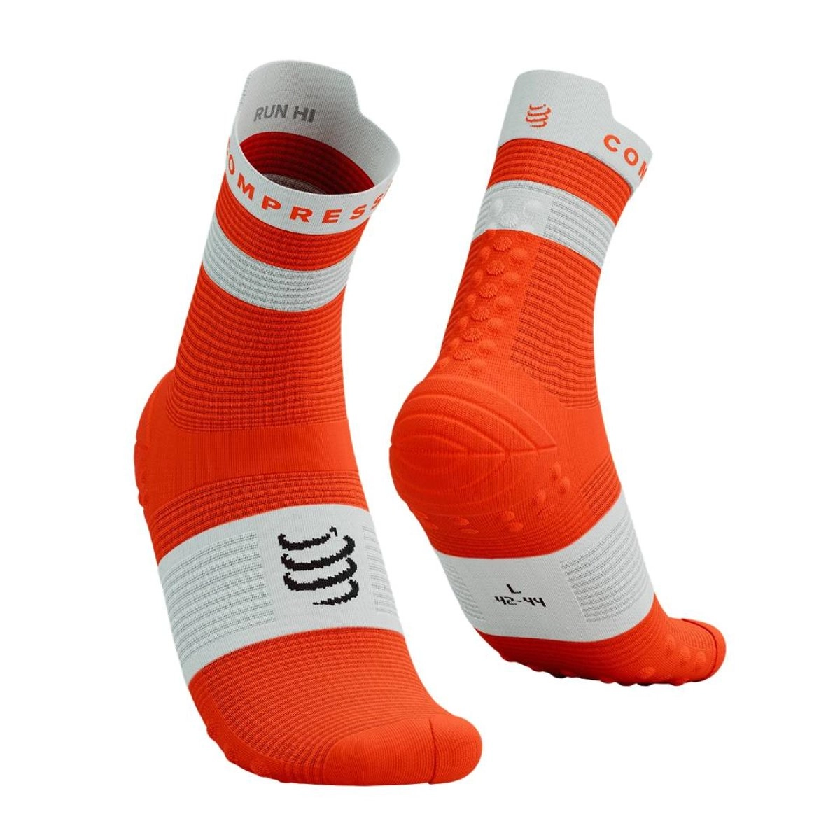 Compressport Pro Racing v4.0 Run High Socken Orange Weiß, Größe T1