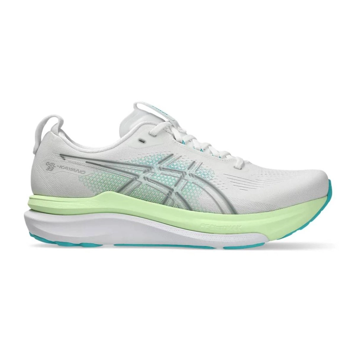 Asics Gel-Kayano 33 Laufschuhe Weiß Grün AW26, Größe 44,5 - EUR
