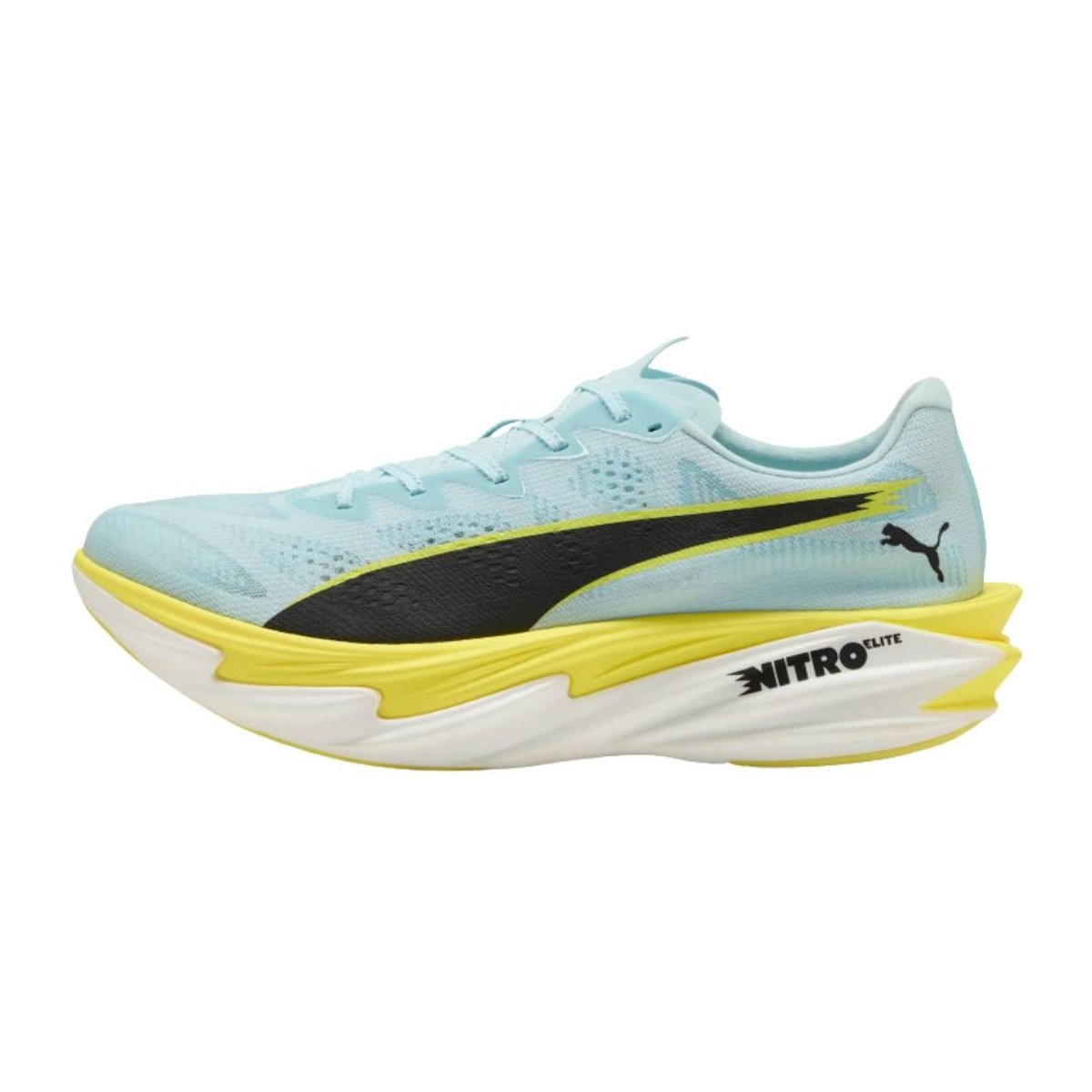 Puma Deviate NITRO Elite 4 Laufschuhe Blau Gelb SS26, Größe 44 - EUR