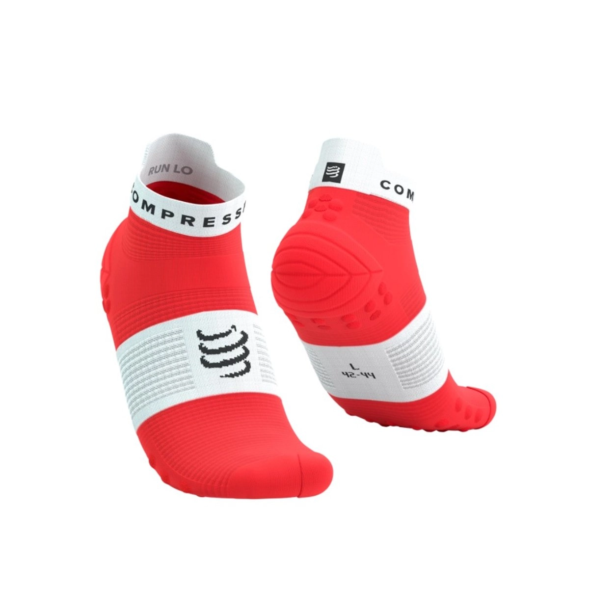 Compressport Pro Racing v4.0 Run Low Socken Rot Weiß, Größe Größe 1