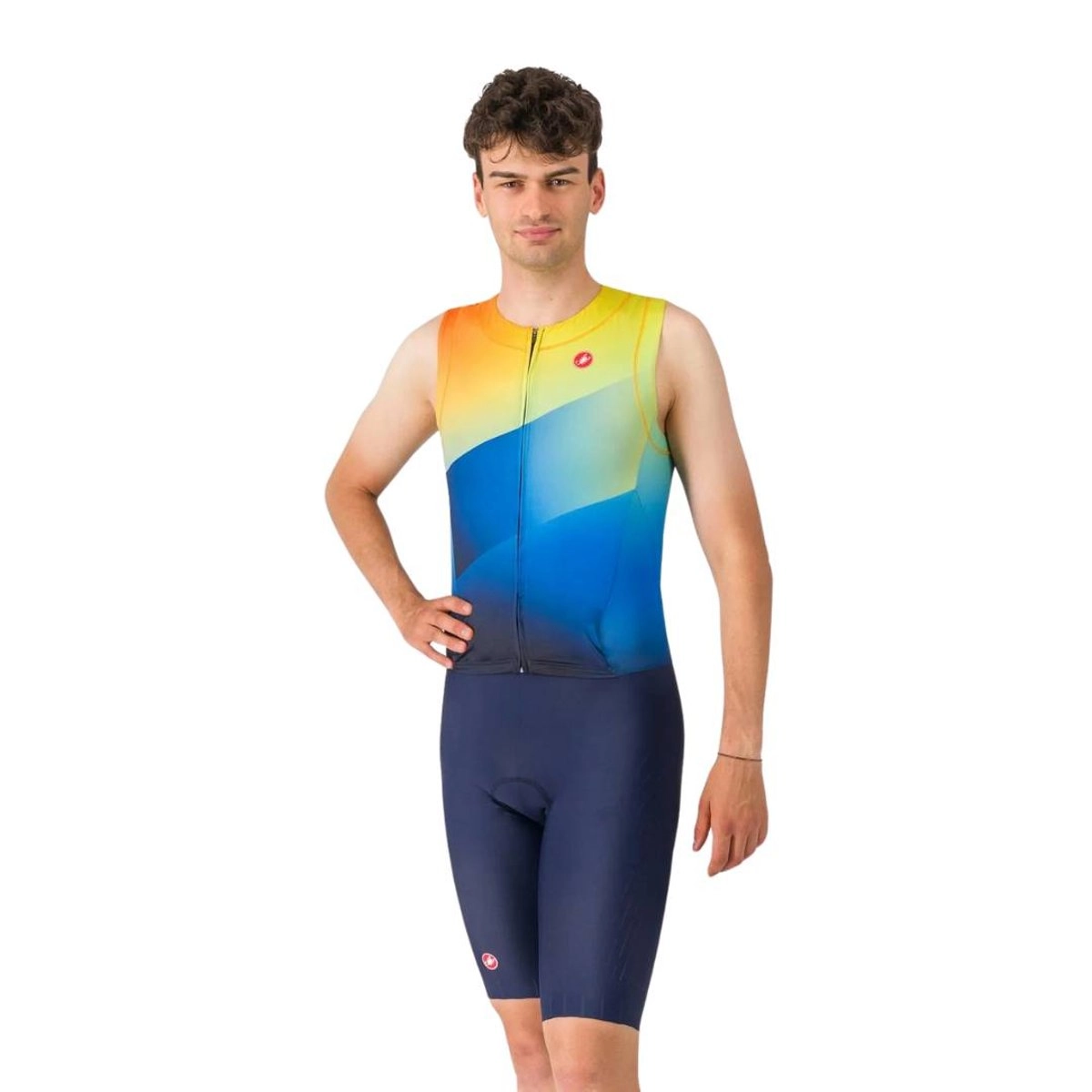 Triathlonanzug Castelli Free Sanremo 3 Blau Gelb, Größe M