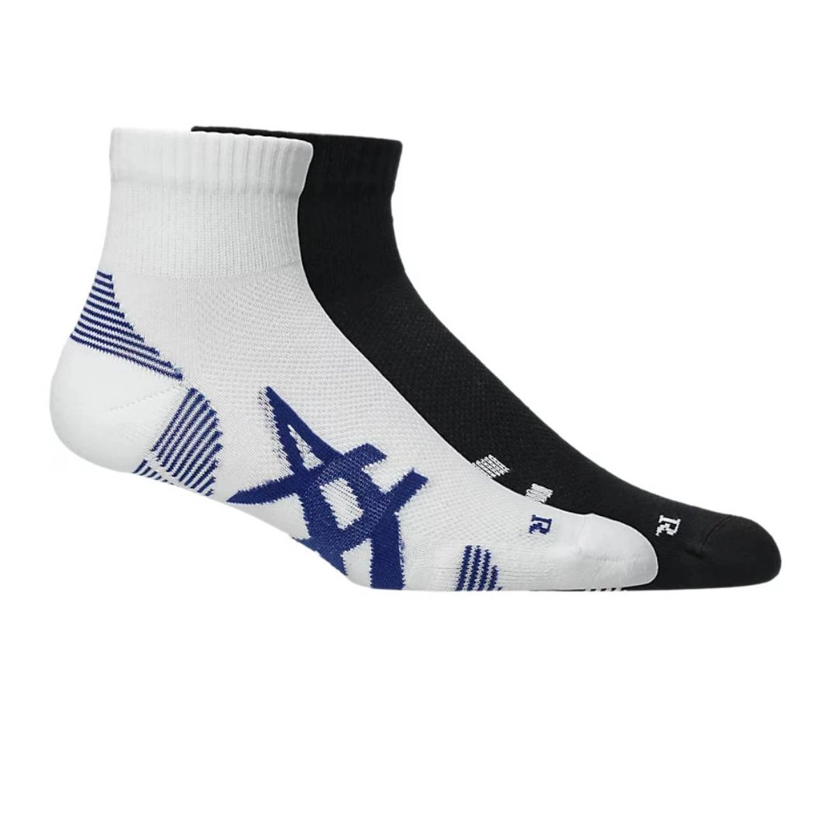 Asics AEG 2er-Pack Cushioned Run Quarter Socken Schwarz Weiß, Größe S