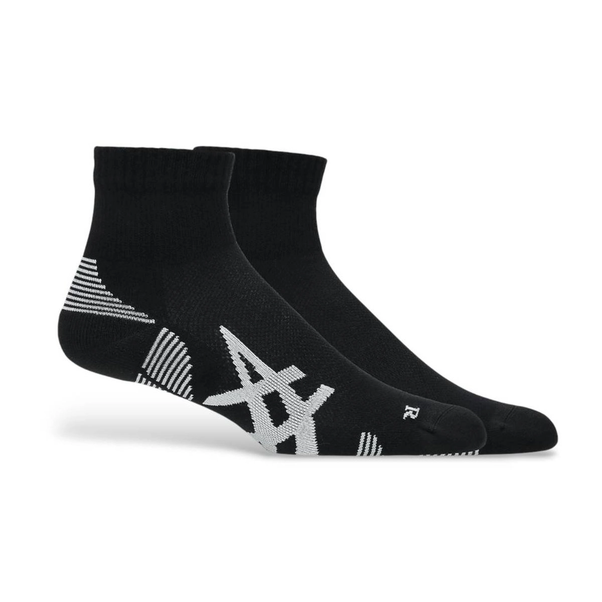 Asics AEG 2 Pack Cushioned Run Quarter Socken Schwarz Weiß, Größe L