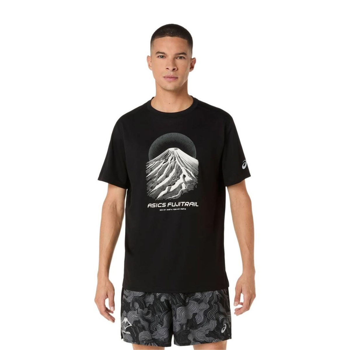Asics Fujitrail Kurzarm-T-Shirt Schwarz Weiß, Größe XL