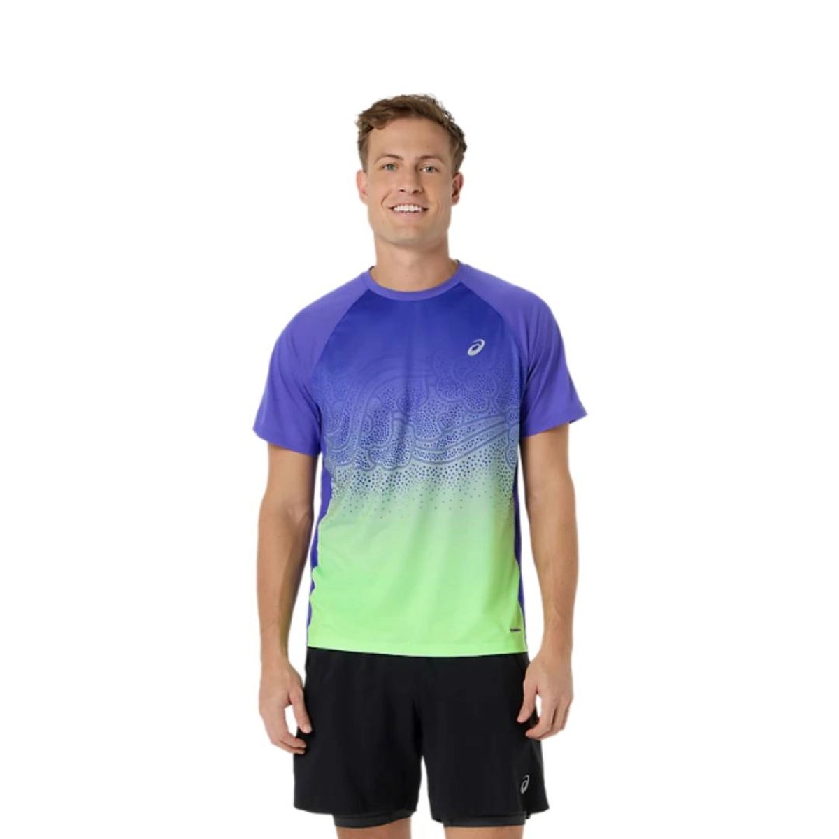 Asics Road Fade Kurzarm-T-Shirt Lila Grün, Größe M