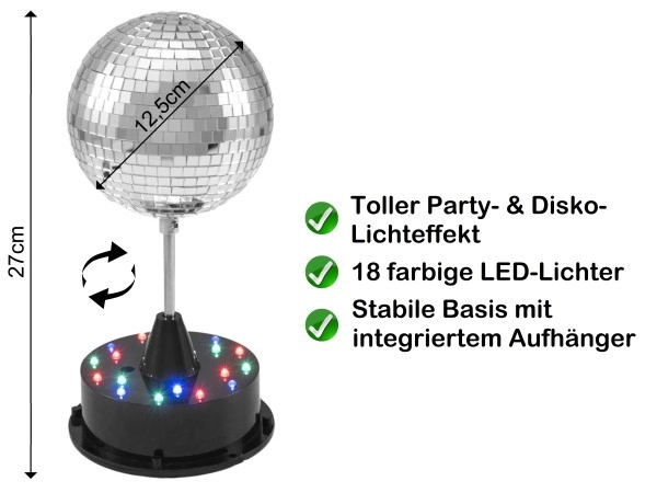 LED Stand Spiegelkugelset 27cm Hoch