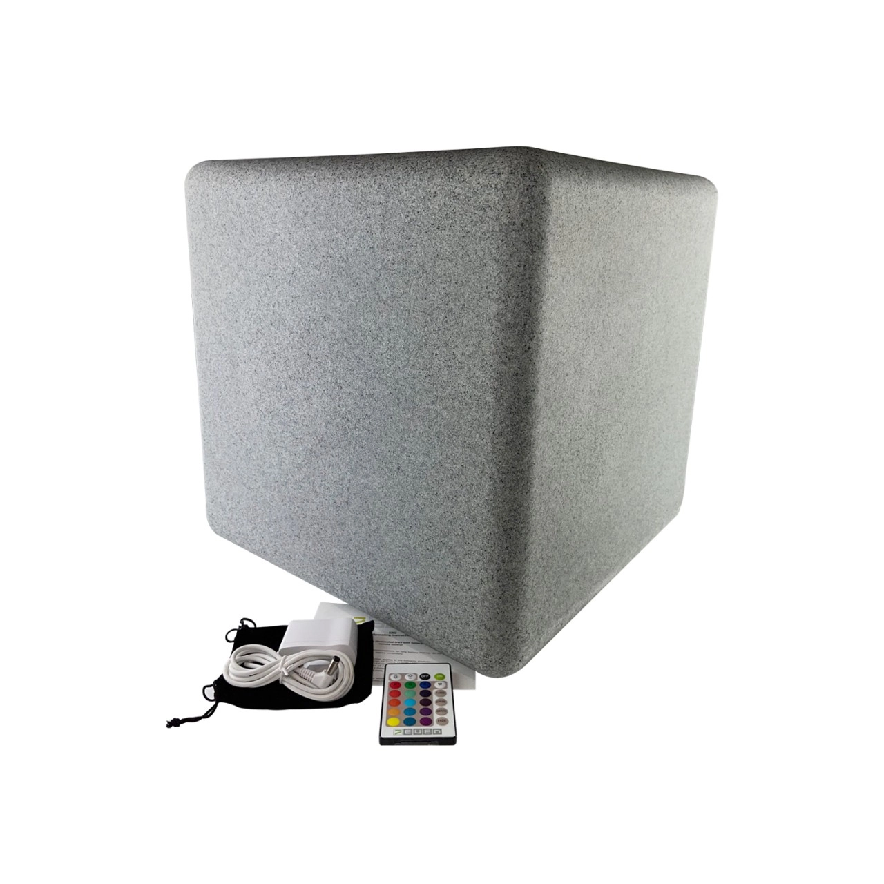 LED-Cube 40cm in Granit Optik inkl. Fernbedienung / Leuchtwürfel 16 Farben mi...