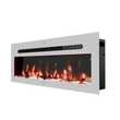 Wandkamin Elektrokamin Panorama Flammeneffekt elektrisch 900/1800W, Appsteuerung, 12 Farben, Timer, inkl. Kristalle 92x13x35 cm, weiß