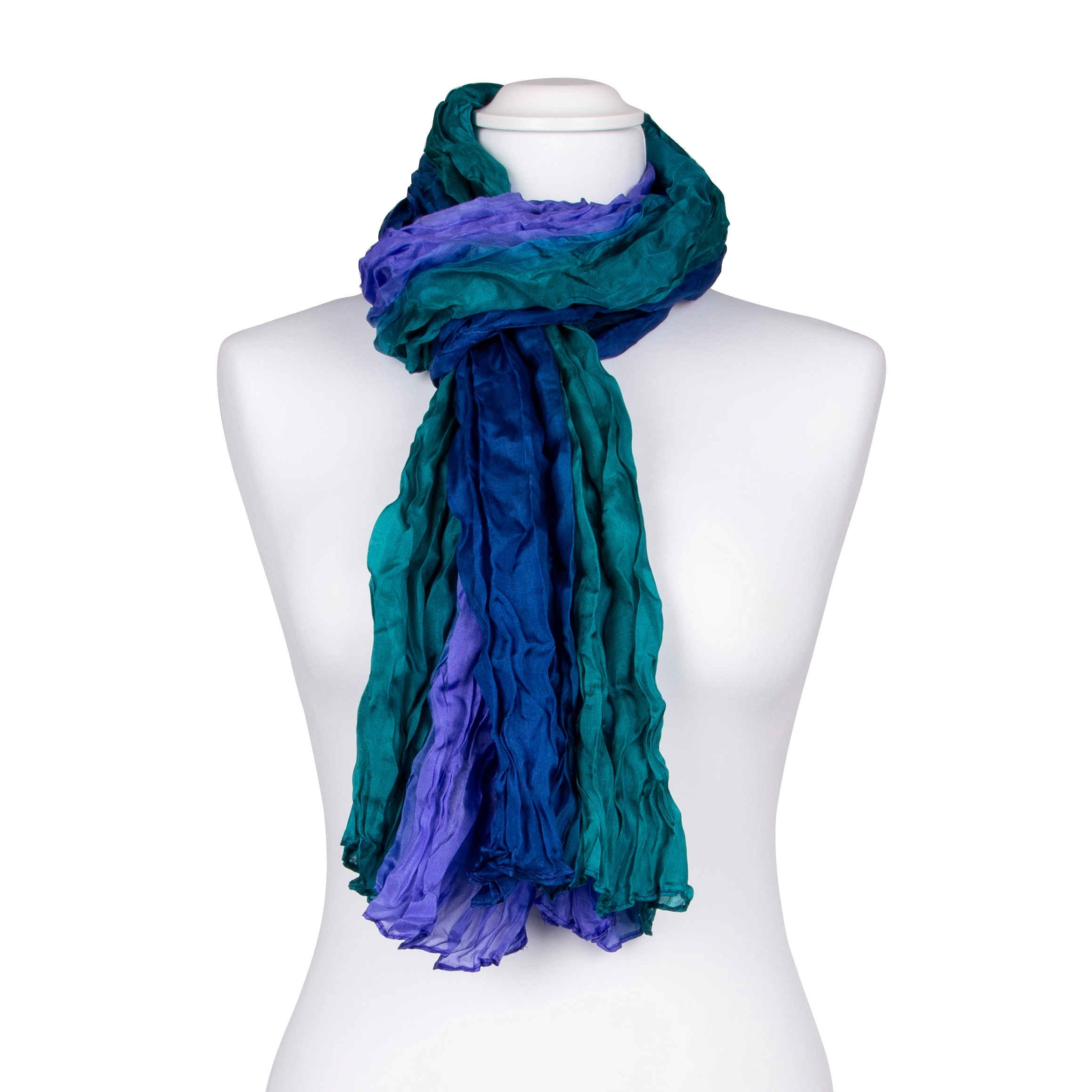 Knitterschal Halstuch Schal XXL Farbverlauf blaugrün-petrol