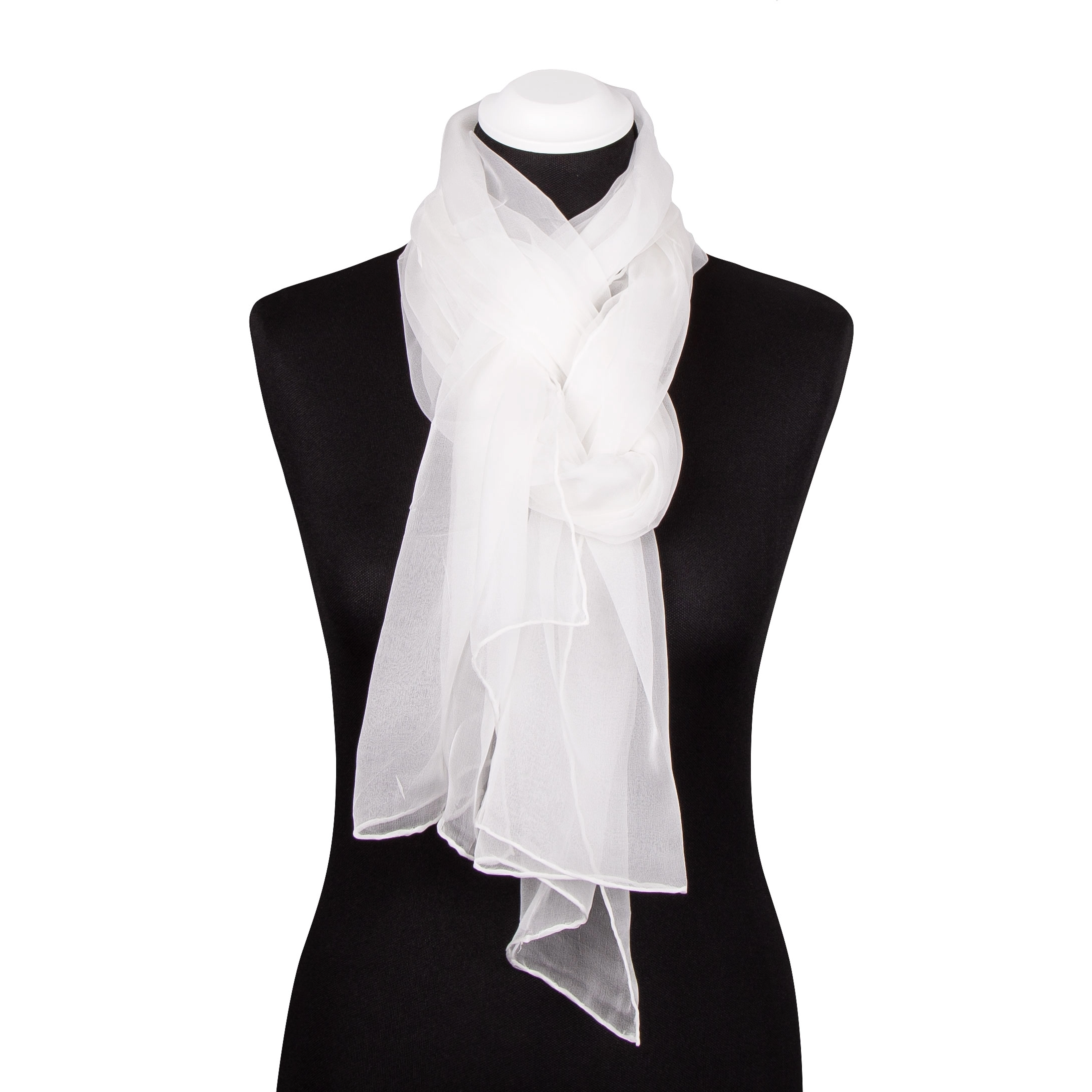 Seidenschal Halstuch Schal Chiffon Naturweiß