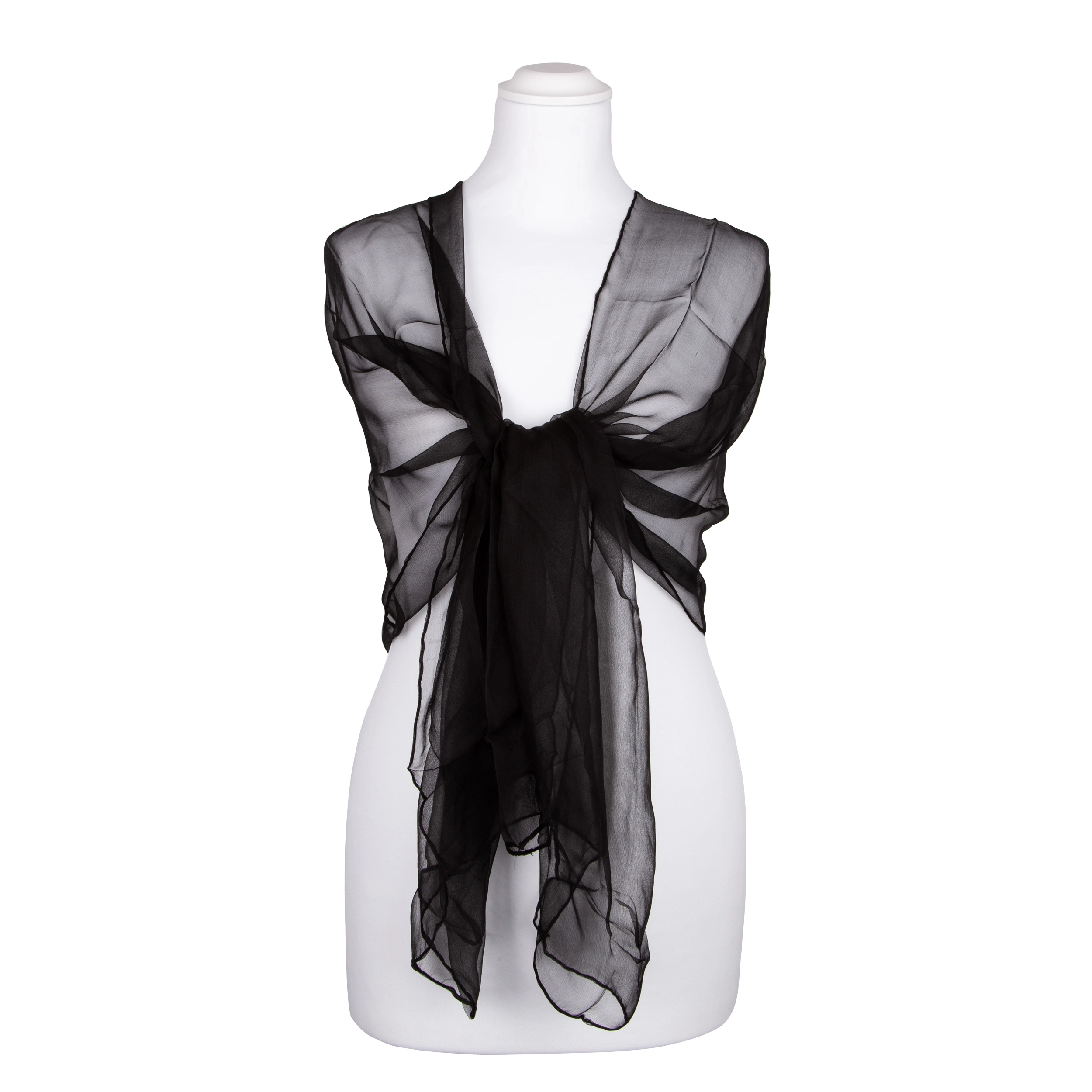 Seidenschal Halstuch Schal Chiffon Schwarz