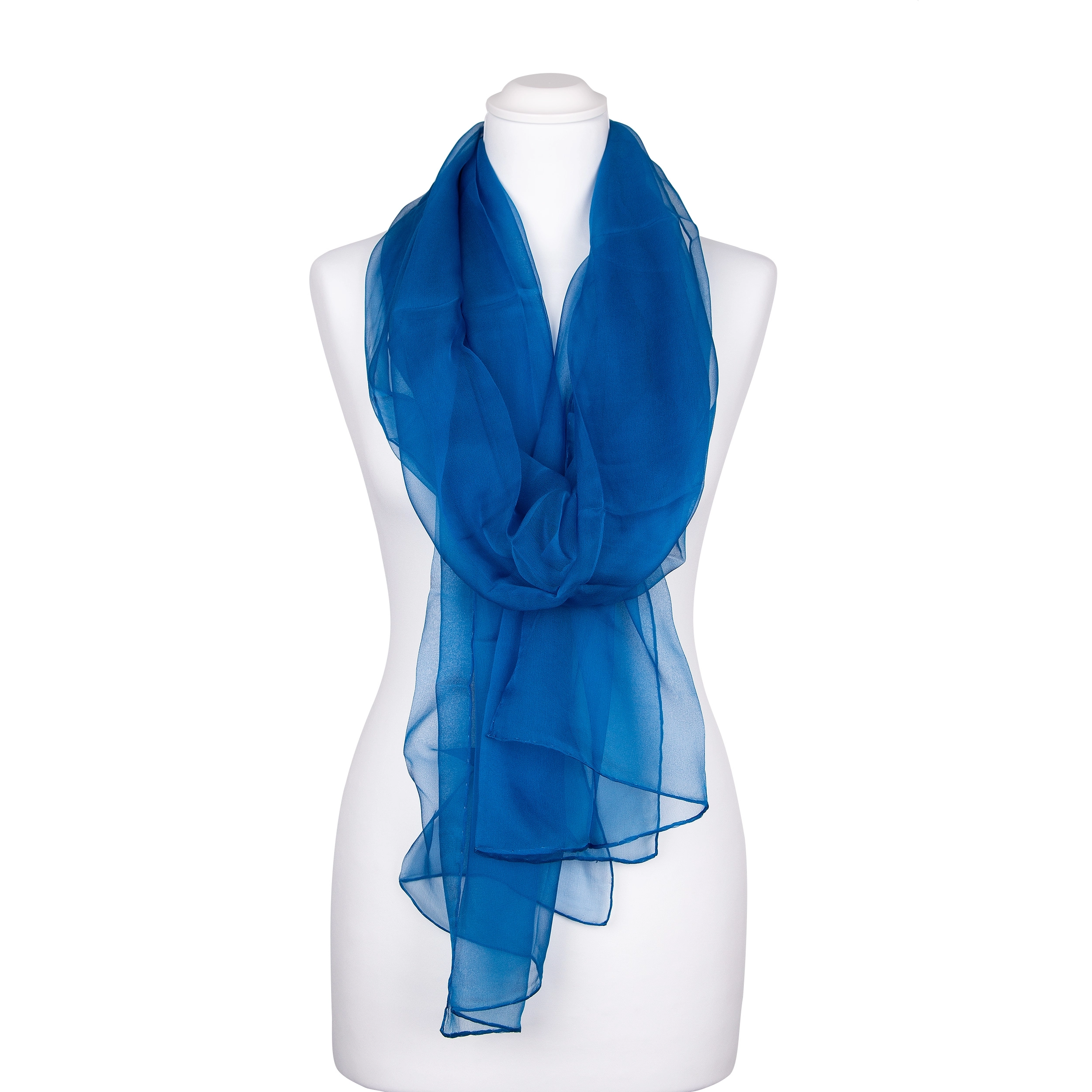 Seidenstola Schal Halstuch Chiffon blau Topas