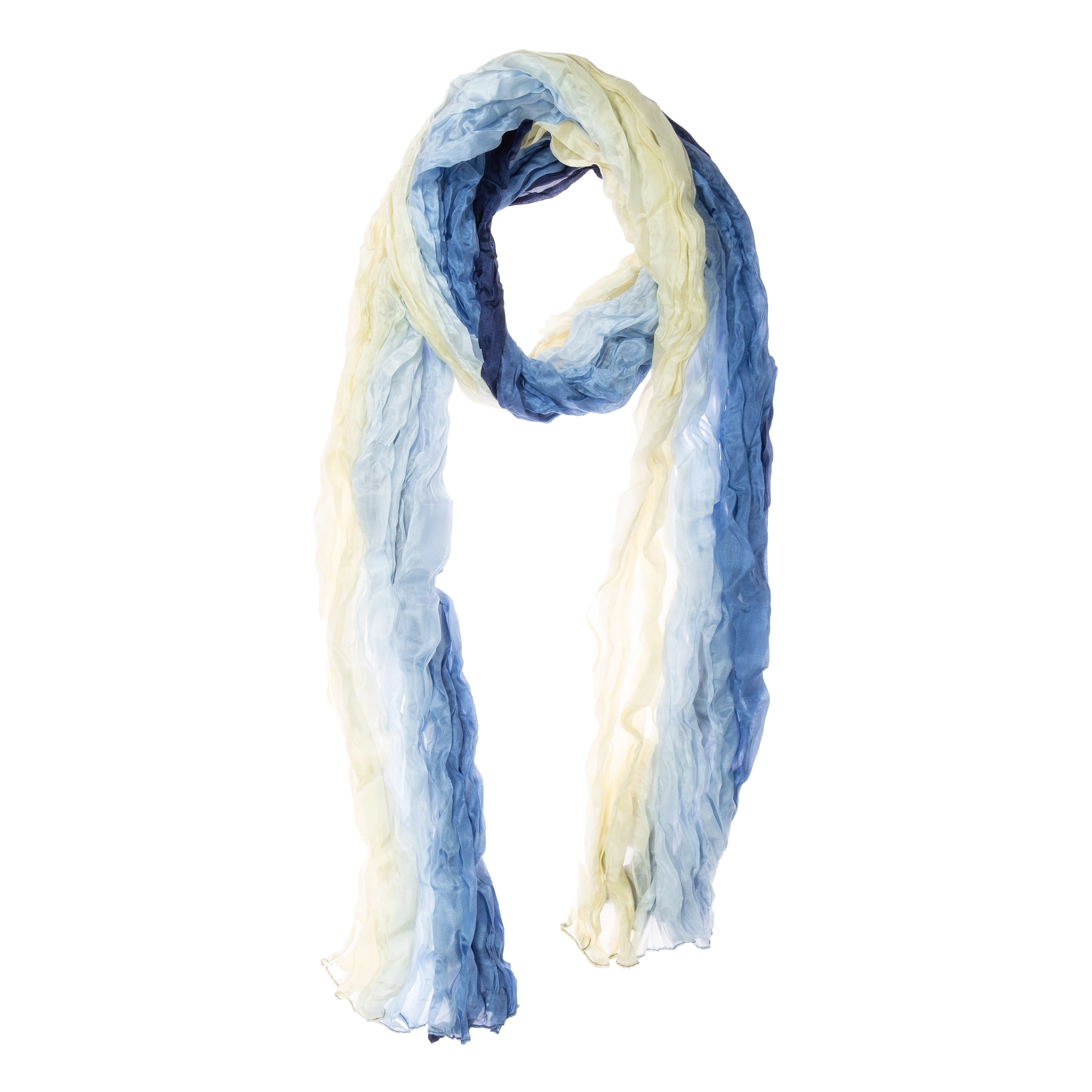Knitterschal Halstuch Schal XXL Farbverlauf blau naturweiß