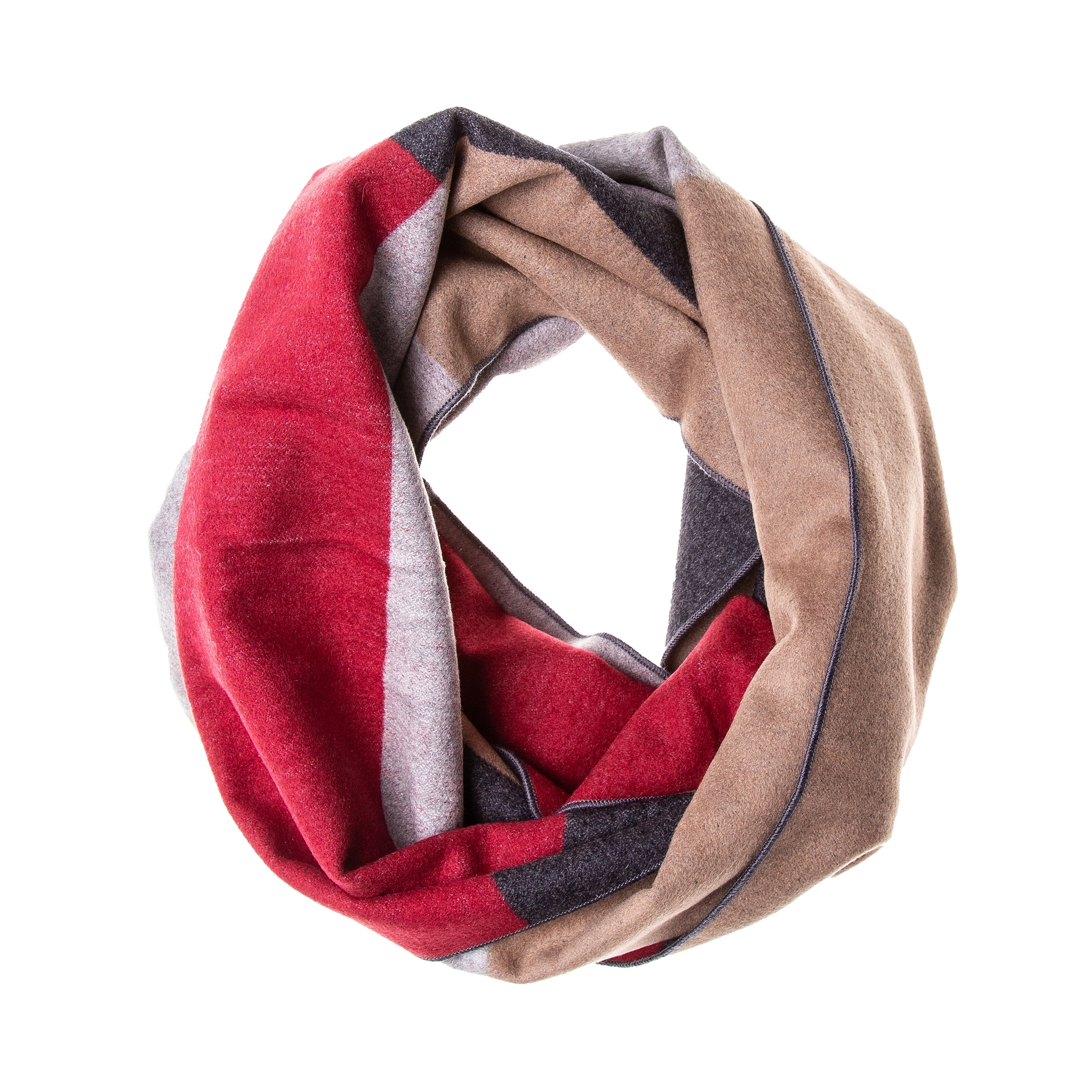 Schal Seidenflanell Karo rot grau braun