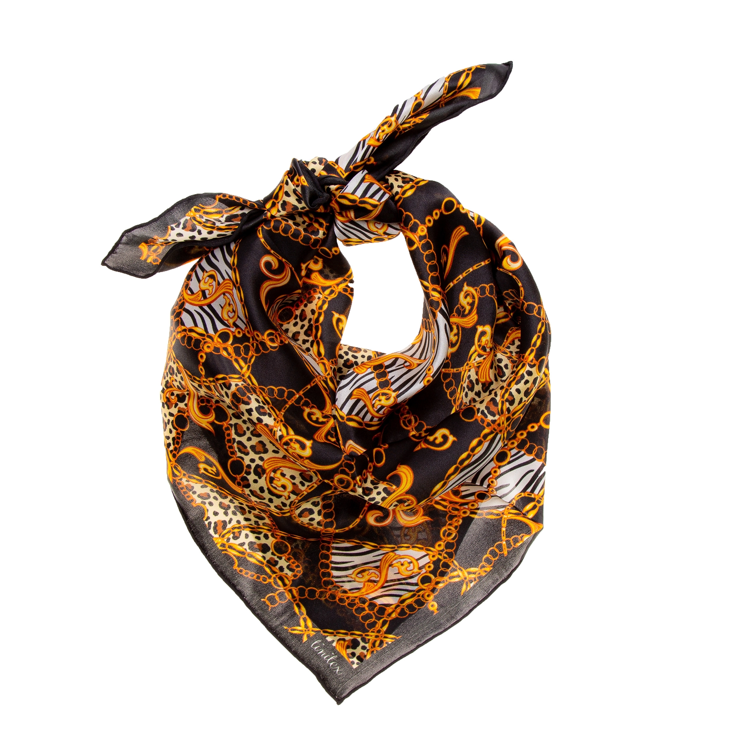 TINITEX Nickituch Halstuch schwarz gold Animalprint