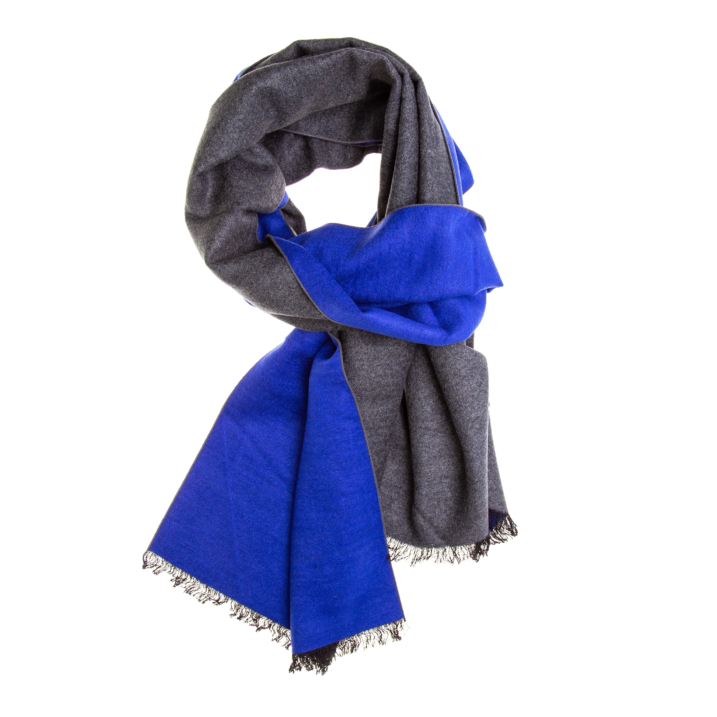 Schal Seidenflanell grau blau