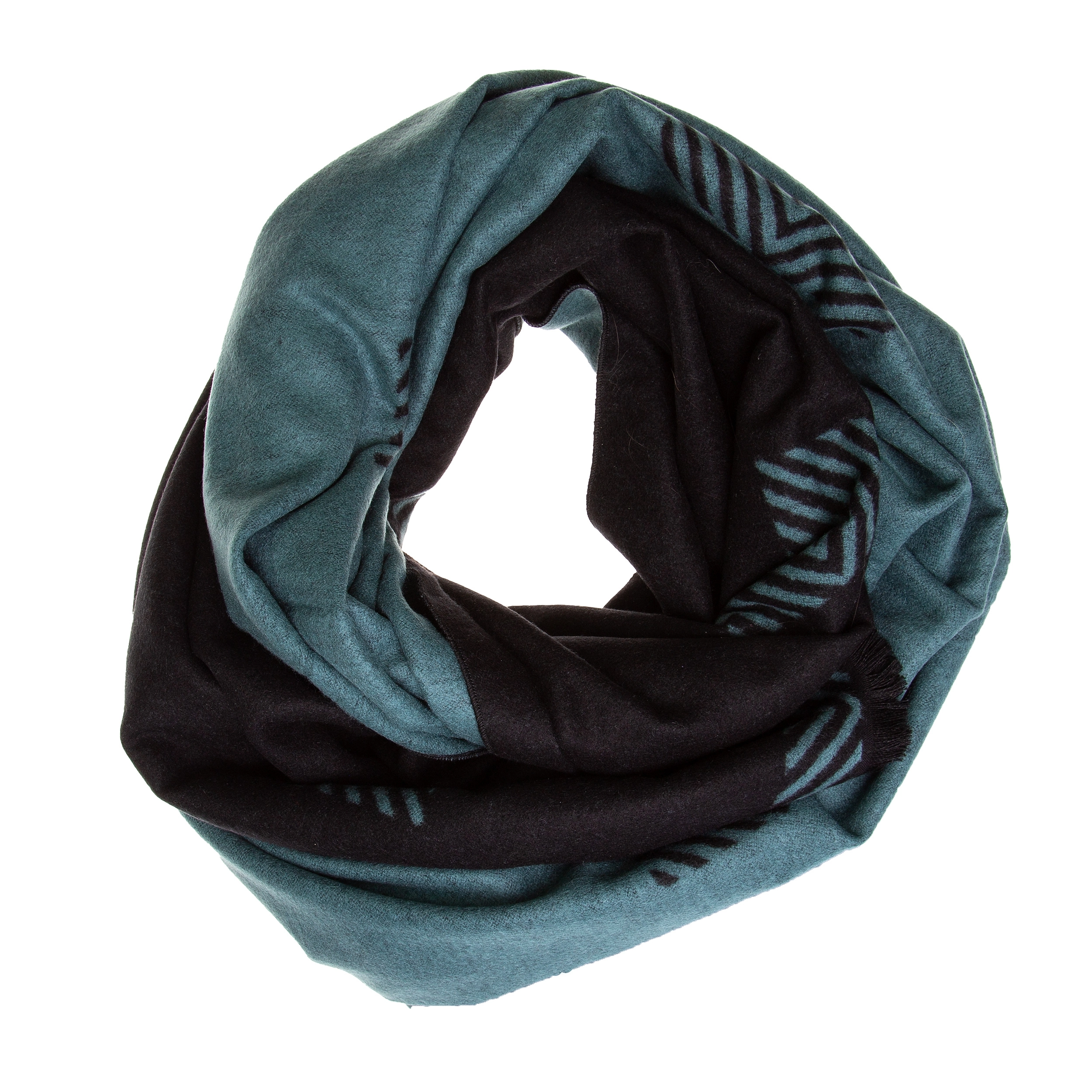 Schal Seidenflanell schwarz petrol