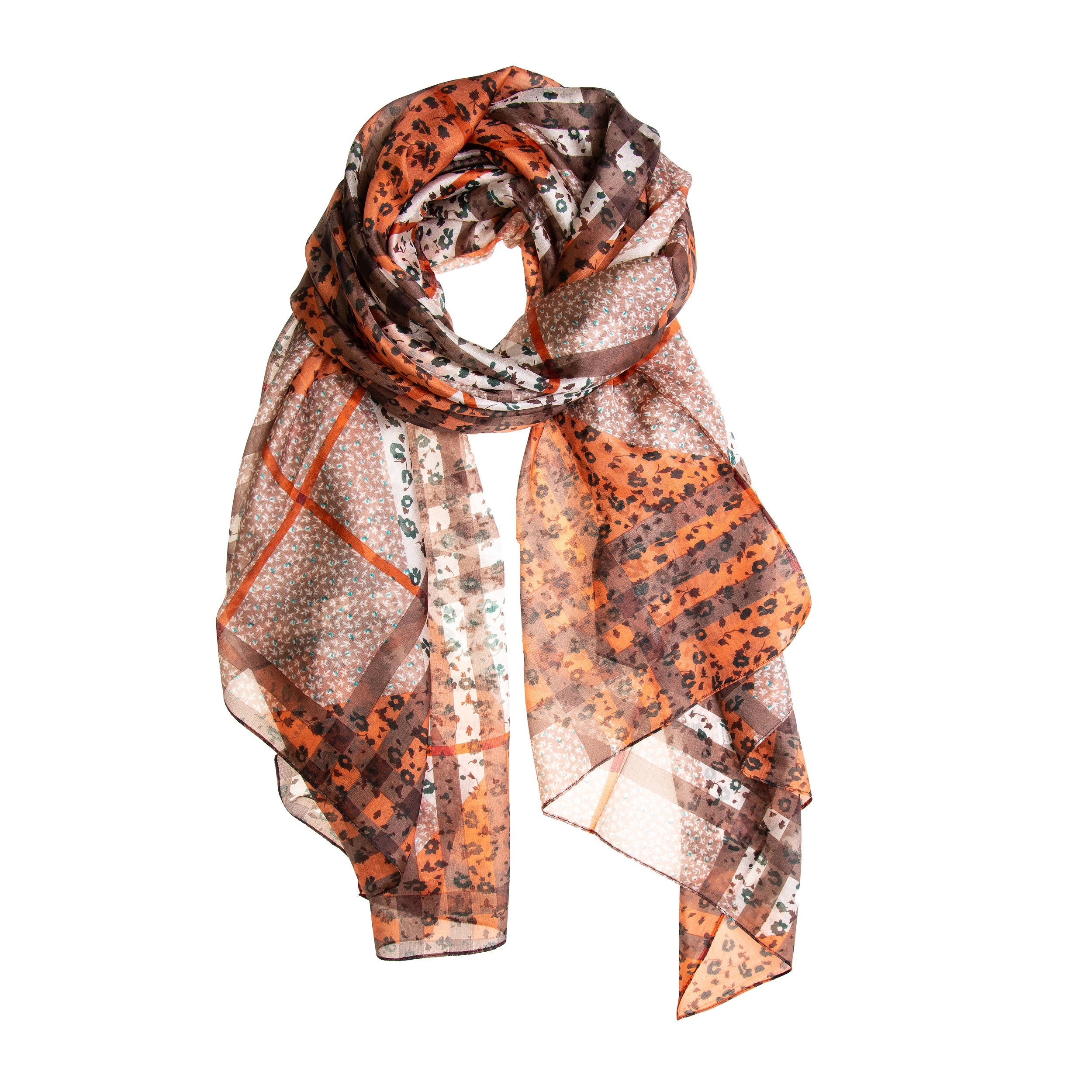 Seidenschal Halstuch Schal Chiffon braun gestreift