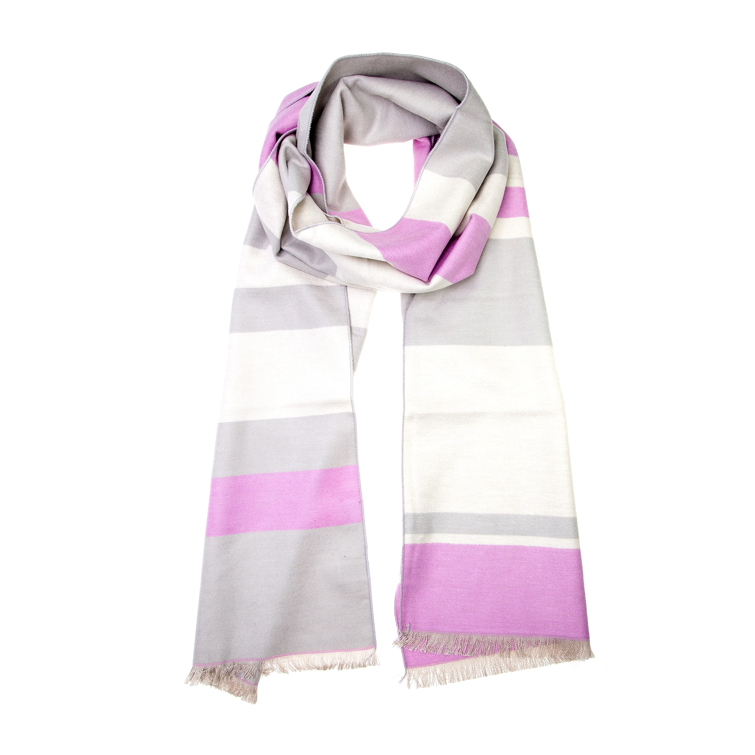 Winterschal Seidenflanell Schal rosa grau gestreift