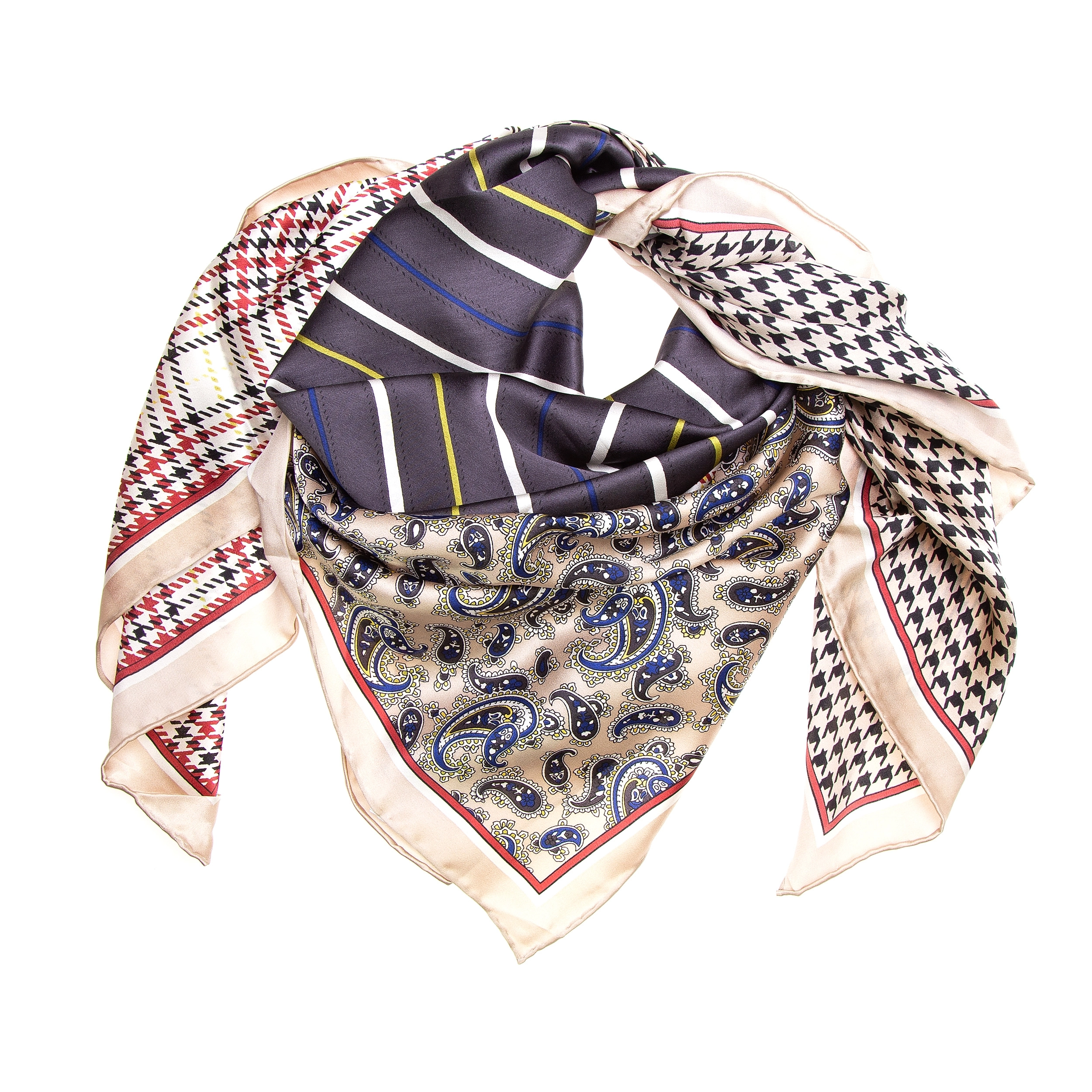 Seidentuch Halstuch Patchwork braun